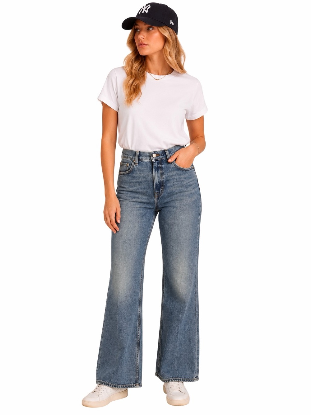 THE GREAT. The Kick Bell Jean Size 30 Cliff Wash High Waist Wide Leg Ankle